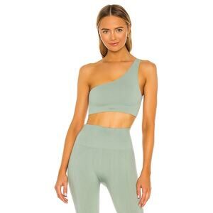 Set Active Sculptflex Ribbed One Shoulder Bra in Apen Sage Green